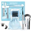 KevKev Lash Extension Kit for Travel, Portable Eyelash Extension Kit, Lash Clusters Kit 40Pcs Eyelash Clusters with Lash Bond and Seal Remover Tweezers Organizer Bag (Cirrus, D-8-16mix Kit)