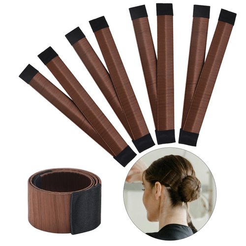 Magic Bun Makers 4 Pcs, Professional Hair Bun Maker-Donut Hair- Perfect Hair Bun Maker-Ballet Bun Maker-Easy Bun Hair Tool-Kids Ballerina Bun (Reddish Brown)