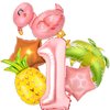6Pcs Hawaiian First Birthday for Kids Baby Party Supplies 40 Inch Giant Foil Helium Balloon Cute Flamingo Party Decorations Summer Tropical Party Decor 1st Anniversary Celebrate 1st one Party Favor