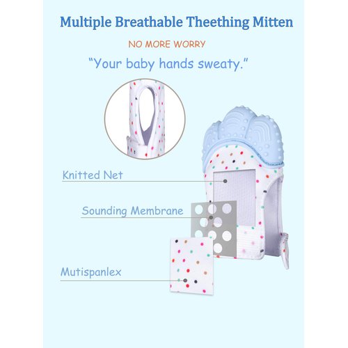 Giftty Baby Teething Mitten Chew Mitt Baby Teether Glove Teething Toy Self Soothing Teether, Teething Pain Relief Soothing Toy, Prevent Scratches Glove, for 0-6 Months Baby