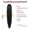 REECHO Ponytail Extension Drawstring Long Straight Ponytail Extensions 30” Natural Silky Soft Clip in Ponytail Hair Extensions Synthetic Hairpiece for Women, Black