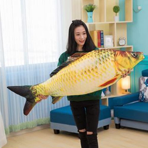 OUKEYI 31inch Giant 3D Soft Fish Cushion Pillow Carp Plush Pillow Stuffed Toy Throw Pillow for Home Decoration Gift Kids Pillow Stuffed Animal Toy