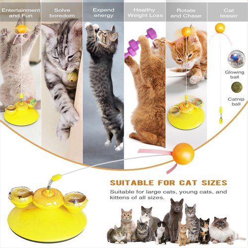 PUROSUR Multi-Level Interactive Self-Balancing Cat Toy – Dynamic Rotating Wand with Colorful Spheres, Designed to Encourage Exercise and Play, Stimulating Curiosity and Hunting Instincts