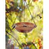 Keygift Hanging Bird Bath for Outdoor, Antique Copper Metal Bird Feeder Birdbath Bowl with 17” Rust-Proof Black Chains for Garden Backyard Decor