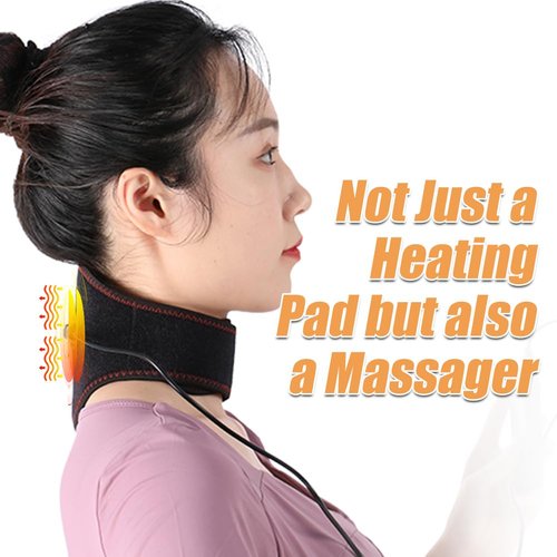 Portable Heating Pad for Neck with Massager Heated Neck Wrap for Neck Pain Relief 3 Adjustable Temperature and 4 Massage Modes Hot Compress Neck Therapy Brace for Stiffness & Soreness Relief
