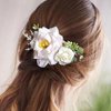 Fangsen Wedding Boho White Rose Flower Hair Clips Floral Hair Accessories for Brides and Bridesmaids Silver (Pink)