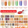 DANNEASY 24 Sheets Fall and Halloween Nail Polish Stickers Full Nail Wraps for Women Holiday Maple Leaf Nail Polish Strips Self Adhesive Fingernail Stickers with Nail File, Cuticle Stick