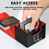 ZLCA Card Deck Box for Trading Cards, MTG Commander Deck Box Holds 120+ Single Sleeved Cards, Leather Magnetic Card Storage Box Fits for TCG CCG Magic Cards (Black&Red)