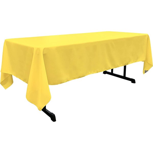 LA Linen Polyester Poplin Washable Rectangular Tablecloth, Stain and Wrinkle Resistant Table Cover 60x108, Fabric Table Cloth for Dinning, Kitchen, Party, Holiday 60 by 108-Inch, Yellow Light