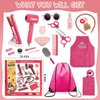 23 Pcs Hair Salon Girls Toys Kids Pretend Play Toys Toddler Dress Up Beauty Salon Set Stylist Kit with Hairdryer Flat Apron Scissors Curling Accessories Girl Gifts (with Storage Bag)