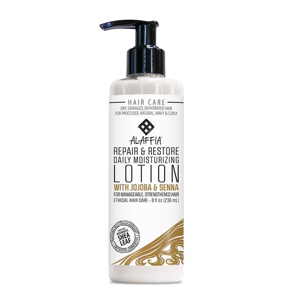 Alaffia, Repair & Restore Daily Moisturizing Hair Lotion, For Dry, Damaged or Dehydrated Hair, Natural, Wavy and Curly, Ethically Traded, Non-GMO, 8 oz