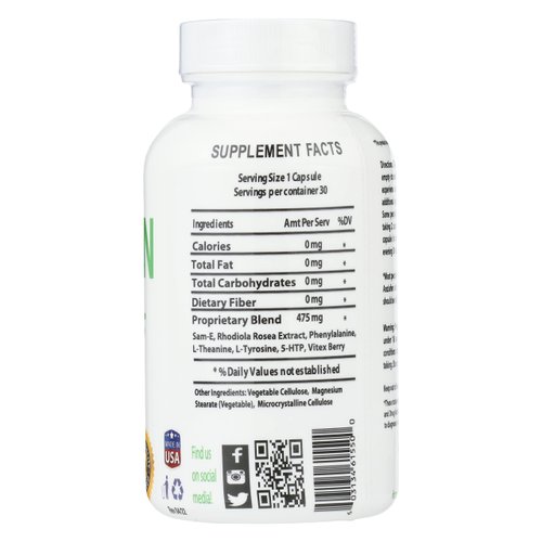 Anziafen Mood Modifying Herbal Supplement 30 Capsules Sam-E, Rhodiola Rosea Extract, Phenylalanine, L-Theanine, L-Tyrosine. 5-HTP, Vitex Berry