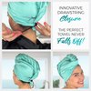 THE PERFECT HAIRCARE Ultra-Fine Microfiber Hair Towel Wrap & Wet/Dry Detangling Hair Brush Anti-Frizz Turban for Curly or Wavy Haired Women Girls & Kids - Quick Drying - Good for Travel (Aqua)