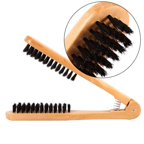 Hair Straightener Comb, Professional Hairdressing Comb Double Brushes Wooden Anti-static Hair Straightener Tool