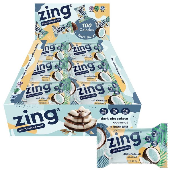 Zing Bars 100 Calorie, Moist and Delicious, Dark Chocolate Coconut, (18 Snack Size Bars)