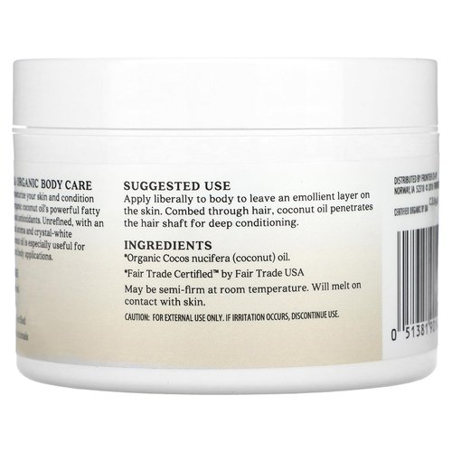 Aura Cacia Certified Organic Unrefined Coconut Oil, Fair Trade Certified | 6.25 fl. oz. | Cocos nucifera