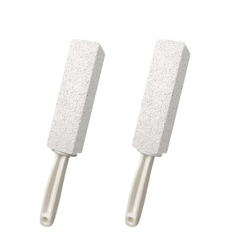 2 Pack Pumice Cleaning Stone with Handle, Toilet Bowl Cleaner Toilet Brush with Non-Slip Long Plastic Handle for Kitchen/Bath/Pool/Household Cleaning （White）