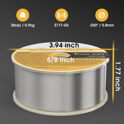TOOLIOM E71T-GS .030" Diameter 2-Pound Spool Flux Core Self-shielded Carbon Steel Mig Welding Wire