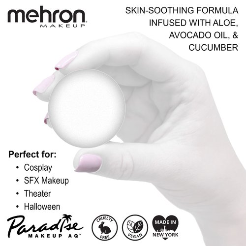 Mehron Makeup Paradise Makeup AQ Refill Size | Stage & Screen, Face & Body Painting, Beauty, Cosplay, and Halloween | Water Activated Face Paint, Body Paint, Cosplay Makeup .25 oz (7 ml) (White)