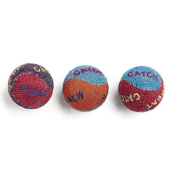 Ethical Burlap Balls Cat Toys Assorted Colors, 3-Pack