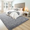 junovo Ultra Soft Area Rugs 4x5.3 Feet Fluffy Carpets for Bedroom Kids Girls Boys Baby Living Room Shaggy Floor Nursery Rug Home Decor Mats, Grey