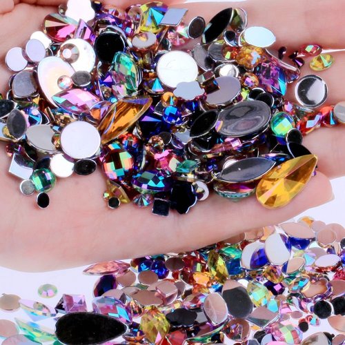 Mix Sizes 300pcs Crystal AB Mix Colors Nail Art Rhinestones DIY Non Hotfix Flatback Acrylic Nail Stones Gems For 3D Nails Art Decorations (Mix Colors) (Mix Colors)