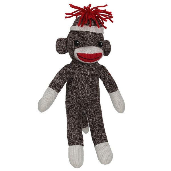 Plushland Adorable Sock Monkey 8 Inches Tall - Soft Realistic Plush Knitted Stuffed Animal Toy Gift - for Kids, Babies, Teens, Girls and Boys (Brown poseable)