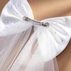 SWEETV Bridal Hair Bow Veil White Bow Clip Bachelorette Party Decorations Pearl Accessories Bride to Be Bridal Shower Gift