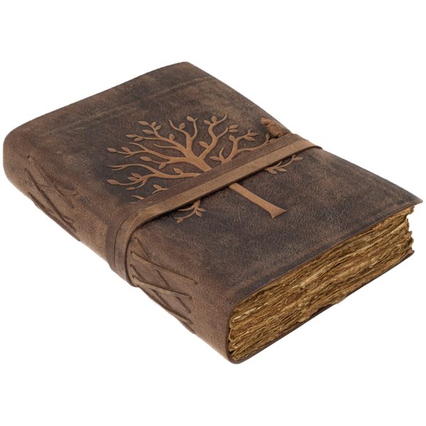 NomadCraftsCo. Vintage Leather Journal Tree of Life-Leather Bound Journal-Antique Paper-Beautiful Embossed Tree Leather Sketchbook - For Drawing Sketching and Writing-240 Pages