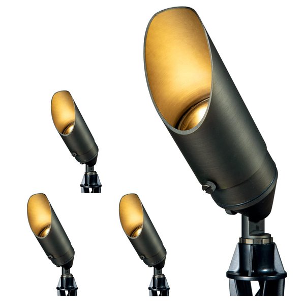Gardencoin Solid Brass Landscape Spotlights, 12V Outdoor Low Voltage Landscape Lighting, Bronze Yard Directional Uplights, LED Landscape Light Waterproof Fixture Without Bulb, 4 Pack