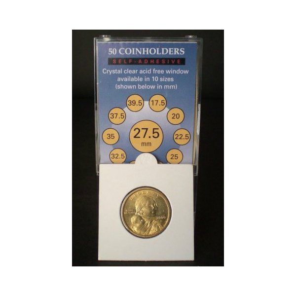 50 2x2 SelfAdhesive Cardboard Coin Holders SMALL DOLLARS