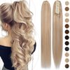 Rich Choices Claw Clip Ponytail Extension Human Hair #1B Natural Black Real Hair Ponytail Extension Balayage 14 Inch Clip In Long Ponytail Hair Extensions Straight For Women 105g One Piece