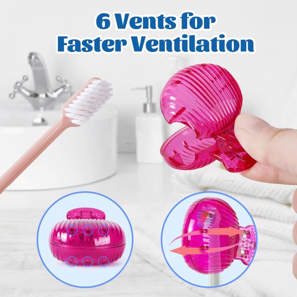 UCEC 6 Pack Toothbrush Covers Caps, Toothbrush Protector Head Covers Case, Toothbrush Cover Cap Plastic Clip, Tooth Brush Cover for Travel, Camping, Bathroom, School, Business