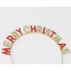 Ｎｏｏｎｈｏｒｓｅ Merry Christmas Headband for Women Girls, Red Green Gold, 1 Pack