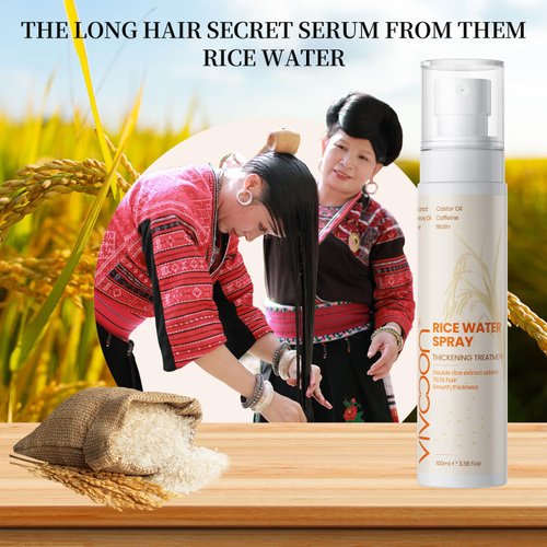 Rice Water for Hair Growth, Mixed with Rosemary and Ginger for Hair Thickening, Moisturizing and Strengthening, Rice Water with Folding Comb, 3.38 fl oz