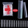 AddFavor 600pcs XXXL Clear Nail Tips Extra Long 3XL Half Cover Straight Square Fake Nails No C Curve Professional Acrylic False Nail Tips for Salons & Home DIY, 12 Sizes