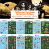 Yobbai Luminous Temporary Tattoos For Kids, 300 Patterns (24 Sheets) Glow In The Dark Tattoos for Kids, Ghosts Bat Death Pumpkins Fake Tattoo Stickers for Halloween, Glow Party Supplies
