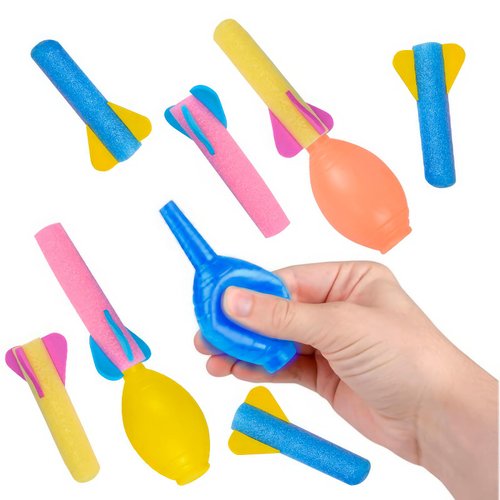ArtCreativity Foam Rocket Launchers, Set of 12, Each Set with 1 Squeeze Launcher and 3 Foam Rockets, Assorted Colors, Fun Summer Outdoor Toys, Great Goodie Bag Fillers, Party Favors & Prizes for Kids