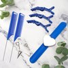 Coldairsoap 17 Pieces Hair Parting Tools Set, Included 8P Hair Parting Ring 2P Metal Rat Tail Comb 6P Hair Sectioning Clip with 1P Magnetic Wrist Sewing Pin Holder for Braiding (Blue)