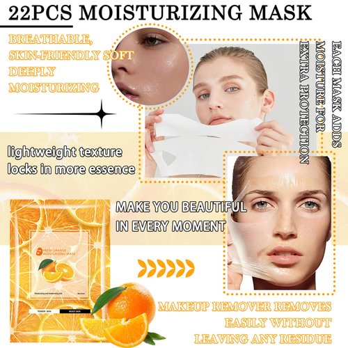 LJYBoBin 22PCS Facial Mask,Moisturizing Face Mask Sheets Set,Hydrating Facial Sheet Mask Gifts Set for Women