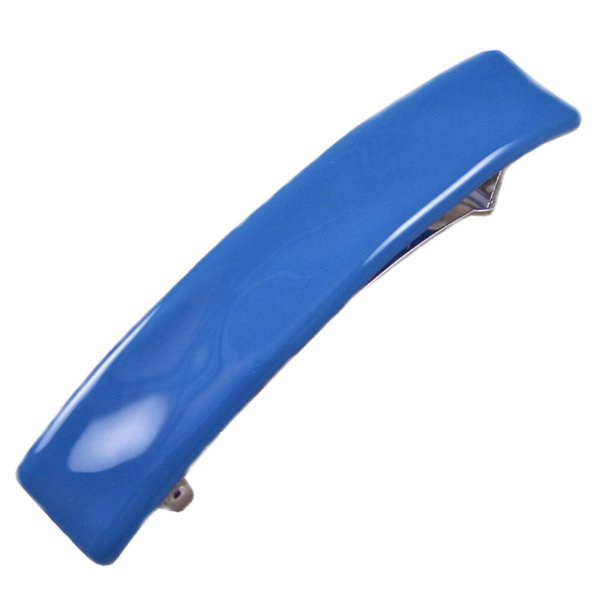 Stained Glass Barrette - 3.5" 90mm - Egyptian Blue Cerulean Celestial Blue Medium Opaque Slide Clip Hair Accessories Solid Color Basic Plain