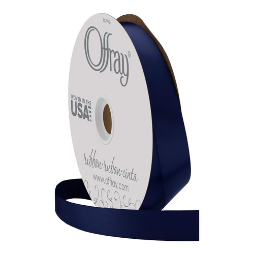 Berwick Offray 7/8" Wide Double Face Satin Ribbon, Navy Blue, 100 Yards
