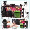 Walker Bag - Water Resistant Pouch Basket with 6 Pockets for Rollator and Folding Walker, Wheelchairs,Bariatric Walkers (Flower)