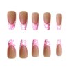 Enppode French Tip Press on Nails Long Fake Nail Pink Stick on Nails Coffin Nails for Women 24 PCS/Set