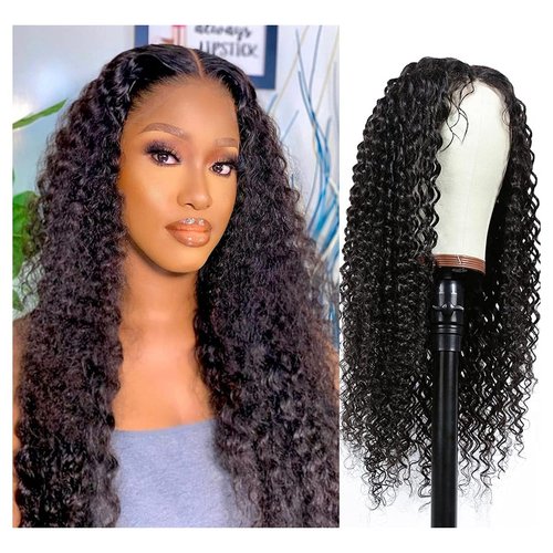 Romance Queen Jerry Curl Human Hair Wigs For Black Women Pre-Plucked Brazilian Curly Wigs 180% Density Natural Color Without Lace Front Hair Wigs (Full Machine Made 20inch)