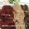 NAYOO Wine Red Hair Clip Extension for Women 4PCS Thick Hairpieces Long Wavy Natural Synthetic Clip in Hair Extensions（20 inch, Wine Red）