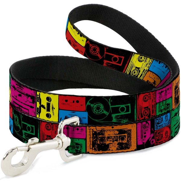 Buckle-Down Pet Leash - Tapes Multi Neon - 4 Feet Long - 1.5" Wide