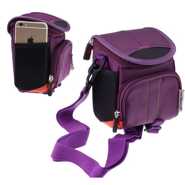 Navitech Purple Camera Shoulder Bag Compatible with ISHARE 2.8" TFT LCD Display Rechargeable Digital Camera