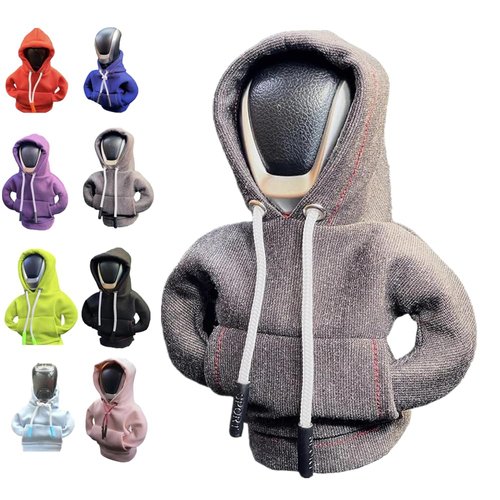 BYLIDRIM Hoodie Gear Shift Cover, Car Gear Shift Cover Hoodie,4.7 Inch Car Shifter Stick Protector Decoration. Universal fit Shift knob Cover Car Interior Decor Accessories (Grey)
