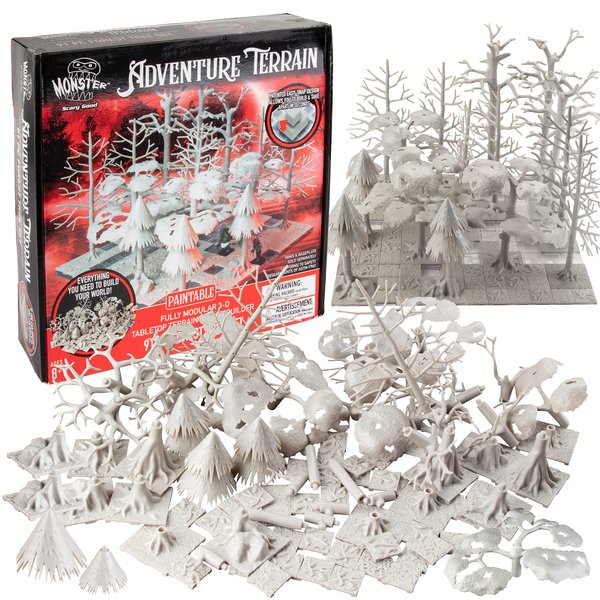 Monster Adventure Terrain 91Pc Paintable Forest Tree Set Fully Modular, Stackable 3D Tabletop World Builder-Use Alone or w Other Sets- Compatible w DND Dungeons Dragons, Pathfinder, RPG, Xmas Gift